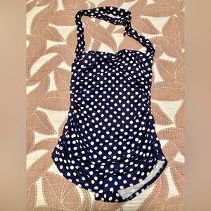 Esther Williams Black & White Polka Dot Halter One-Piece Swimsuit - Women